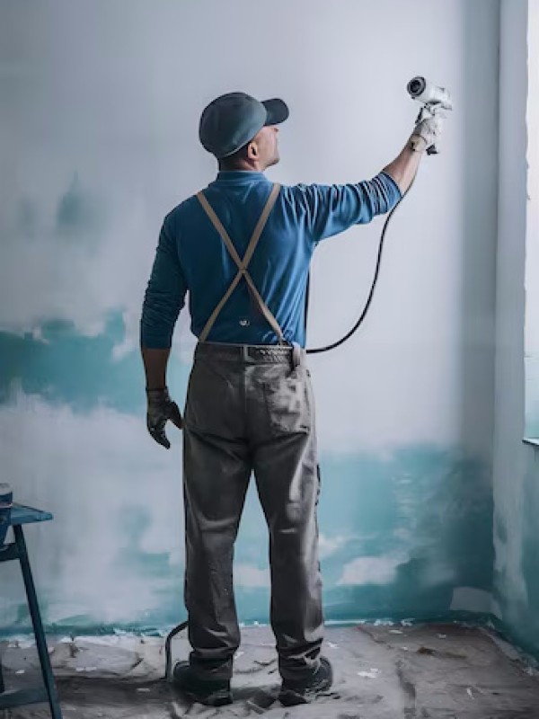 Pintor profesional con carta de colores