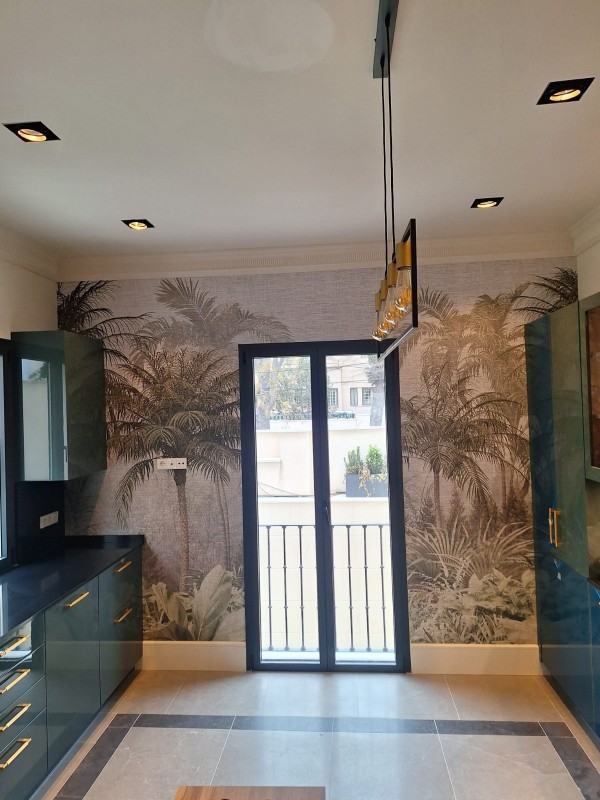 Papel pintado tropical cocina de lujo